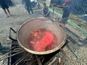 Satgas Yonif 509 Kostrad Belajar Mengolah Buah Merah dan Makan Bersama Masyarakat Intan Jaya, Papua