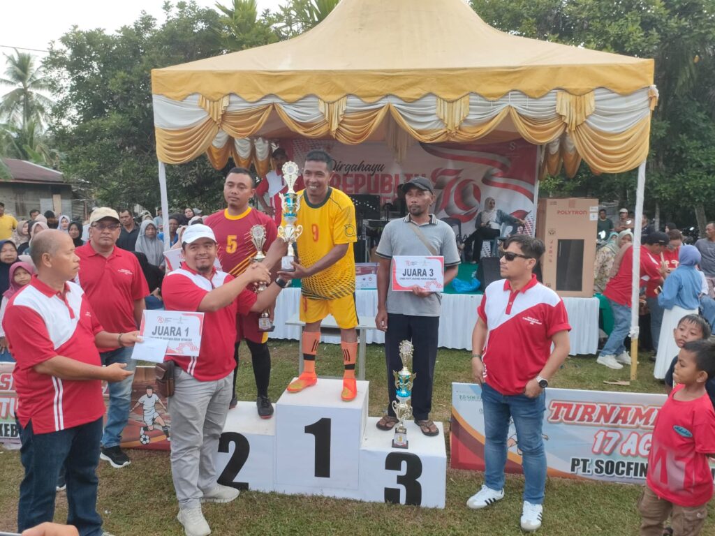 Meriahkan HUT RI ke- 79, PT Socfindo Seunagan menggelar turnamen sepakbola