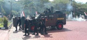 Satuan Brimob Polda Aceh Bersama Polres Nagan Raya Laksanakan Simulasi Sispamkota