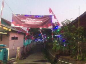 Rayakan HUT RI, Warga Gang Pabrik Desa Putat Kec Sedong Kab Cirebon Pasang Lampu Hias