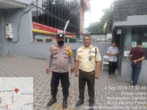 Antisipasi Gangguan Keamanan, Bhabinkamtibmas Petojo Utara Sambang Kantor Bapetan