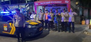 Patroli 3 Pilar Polsek Metro Menteng Pemantauan di Posko Nila Jaya 2024, Jembatan Perbatasan Kali Pasir Dengan Kwitang Senen, Jakarta Pusat.