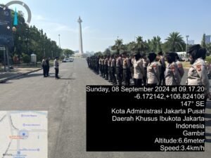 Antisipasi Kegiatan Masyarakat, Ipda Sutarman Pimpin Apel Gabungan Di Tenda Putih Monas