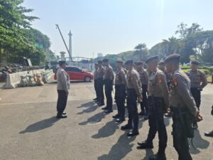 Kanit Samapta Gambir Pimpin Apel Pengamanan Rencana Aksi Unjuk Rasa Di Monas Barat Daya
