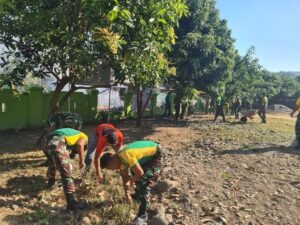 Karya Bakti dan Bakti Sosial Denpal Divif 3 Kostrad Sambut HUT Ke-79 TNI di Desa Tanah Karaeng