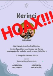 Informasi pengobatan IDA DAYAK di Gedung Mona Pelaminan, Kab.Kerinci HOAX!!