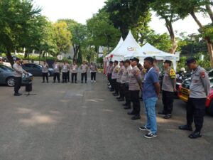 Kapolsek Sawah Besar Pimpin Apel Pengamanan RAKORBIN SDM POLRI / PNS di Hotel Borobudur
