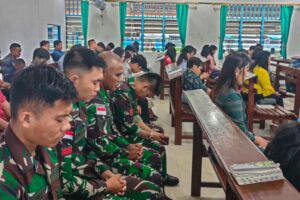 Tingkatkan Rohaniah Prajurit Dalam Bertugas, Satgas Yonif 503 Kostrad Ibadah Minggu Nasrani