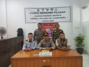 Panit Samapta Polsek Johar Baru Bersama Anggota Samapta, Satpol. PP, Dishub dan FKDM, Pengamanan Gudang Logistik Pilkada