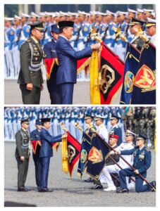 Presiden RI. Ir Haji Joko Widodo., Pada Perayaan HUT TNI Ke 79. Grup 1 Kopassus Menerima Tanda Kehormatan Samkarya Nugraha
