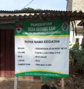 Pemerintah Desa Gedung Ram Realisasikan Dana Desa Tahap I 2024 untuk Pembangunan Jalan Rabat Beton