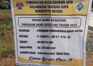 Desa Bangun Jaya Telah Merealisasi Pembangunan Jalan Rabat Beton