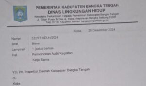 Kadis Lingkungan Hidup Bangka Tengah Benarkan Adanya Pemeriksaan dan Audit Inspektorat Pada Kerjasama di TAHURA Bukit Mangkol