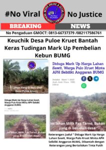 Keuchik Desa Puloe Kruet Bantah Keras Tudingan Mark Up Pembelian Kebun BUMG