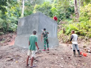 Pembuatan Bak Penampungan Air TMMD 123 Kodim 1510/Sula Hampir Selesai