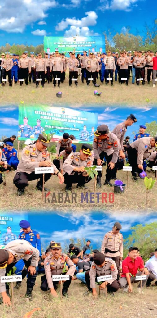Peduli Lingkungan, Polres Belitung Tanam 300 Pohon Bakau di Gusung Bugis