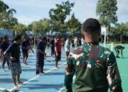 Pembinaan Fisik Bersama Koramil, Lapas Narkotika Karang Intan Perkuat Mental Warga Binaan