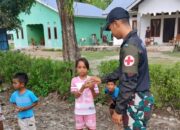 Hangatkan Kebersamaan, Satgas Pamtas Pos Nunura Berbagi Bubur Kacang Ijo