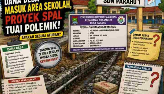 Diduga Terjadi Tumpang-tindih Dengan Dana BOS,Proyek SPAL Dana Desa Nyasar di SDN Parahu 1 Disorot Aktivis Banten