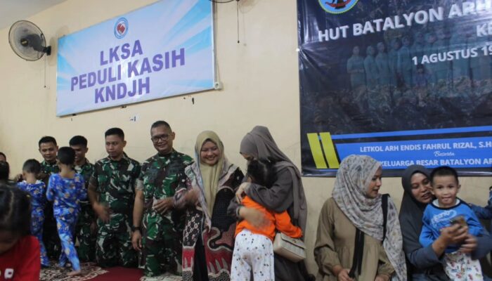 Wujud Syukur HUT Ke-70, Yonarhanud 2 Kostrad Berbagi Kasih dengan Panti Asuhan KNDJH Malang